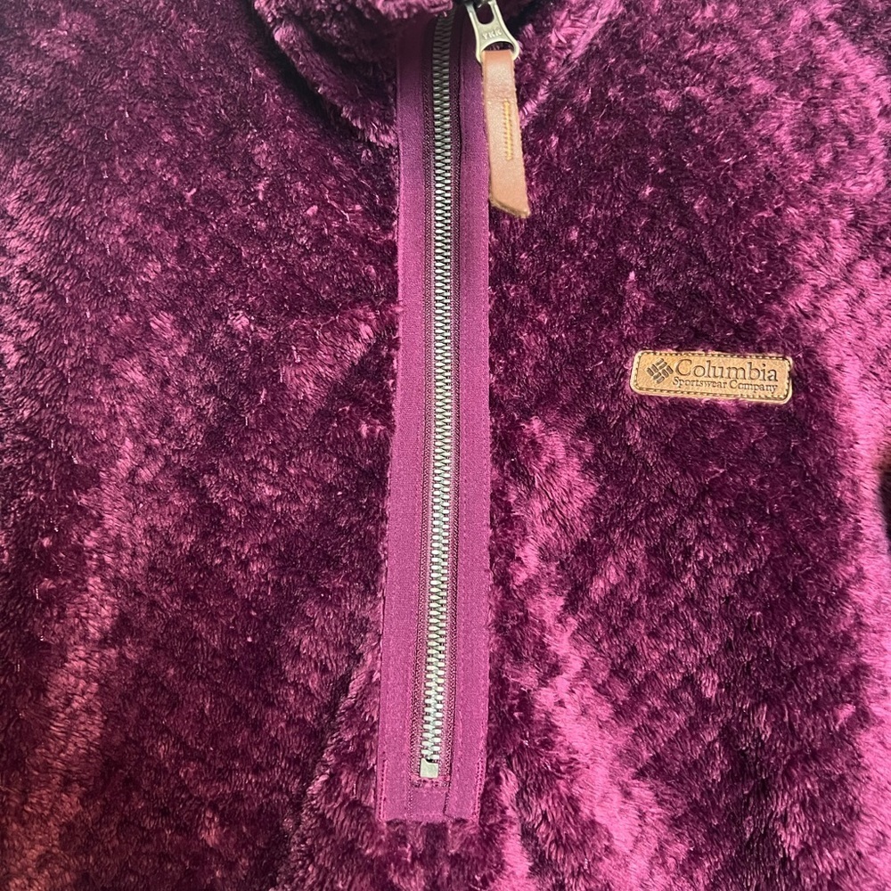 Columbia 1/2 Zip Fleece Pullover Burgundy Medium - Picture 6 of 8